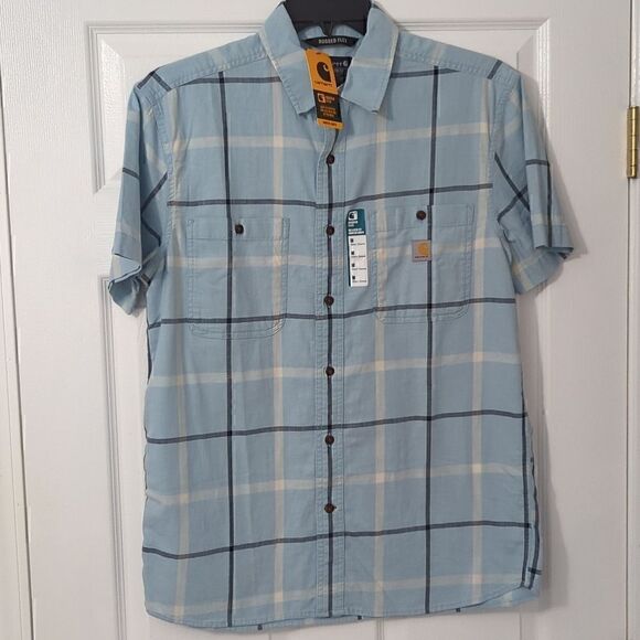 Carhartt Plaid Button Up Short Sleeve Shirt. Relaxed Fit. Men's Medium - Picture 2 of 8
